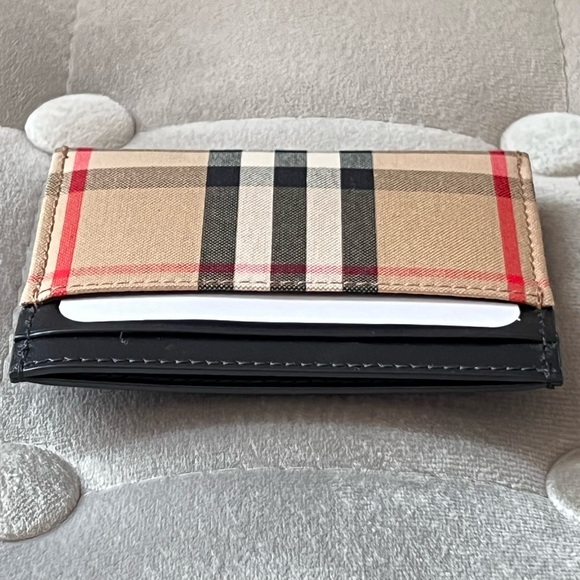 Burberry Check Card Case in Black - Picture 4 of 9
